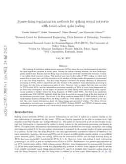 Sparse-firing regularization methods for spiking neural networks with
  time-to-first spike coding