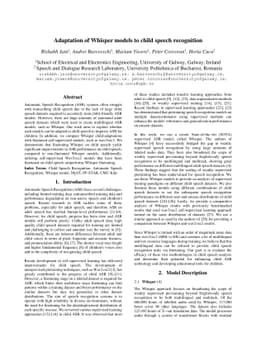 Adaptation of Whisper models to child speech recognition