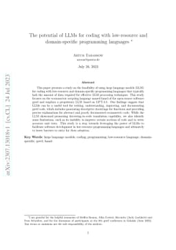The potential of LLMs for coding with low-resource and domain-specific
  programming languages