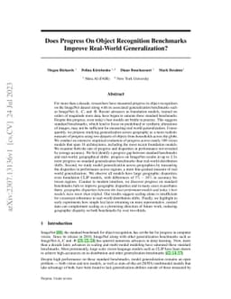 Does Progress On Object Recognition Benchmarks Improve Real-World
  Generalization?
