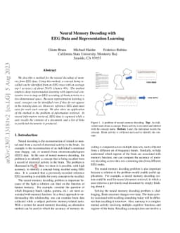 Neural Memory Decoding with EEG Data and Representation Learning
