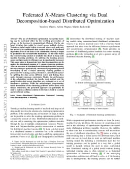 Federated K-Means Clustering via Dual Decomposition-based Distributed
  Optimization