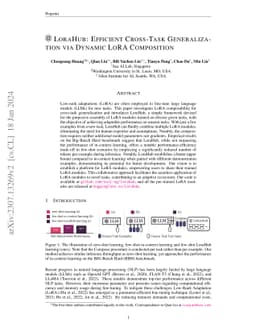 LoraHub: Efficient Cross-Task Generalization via Dynamic LoRA
  Composition