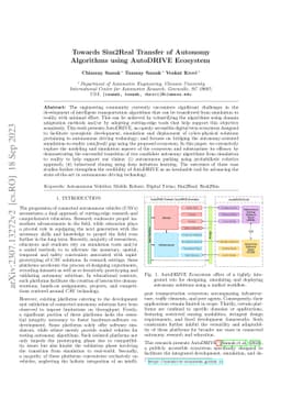 Towards Sim2Real Transfer of Autonomy Algorithms using AutoDRIVE
  Ecosystem