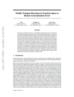 Modify Training Directions in Function Space to Reduce Generalization
  Error