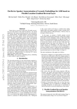 On-Device Speaker Anonymization of Acoustic Embeddings for ASR based
  onFlexible Location Gradient Reversal Layer