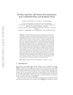 Of Mice and Pose: 2D Mouse Pose Estimation from Unlabelled Data and
  Synthetic Prior