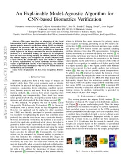 An Explainable Model-Agnostic Algorithm for CNN-based Biometrics
  Verification