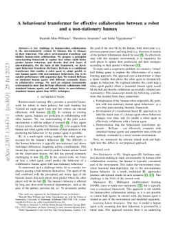 A behavioural transformer for effective collaboration between a robot
  and a non-stationary human