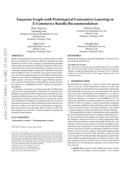 Gaussian Graph with Prototypical Contrastive Learning in E-Commerce
  Bundle Recommendation