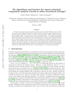 Do algorithms and barriers for sparse principal component analysis
  extend to other structured settings?