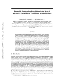 Dendritic Integration Based Quadratic Neural Networks Outperform
  Traditional Aritificial Ones