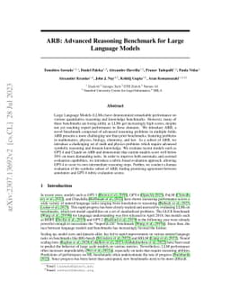 ARB: Advanced Reasoning Benchmark for Large Language Models