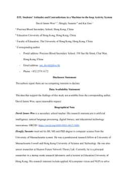 EFL Students' Attitudes and Contradictions in a Machine-in-the-loop
  Activity System