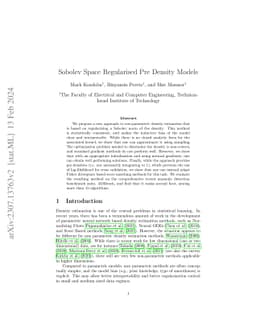Sobolev Space Regularised Pre Density Models