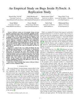An Empirical Study on Bugs Inside PyTorch: A Replication Study