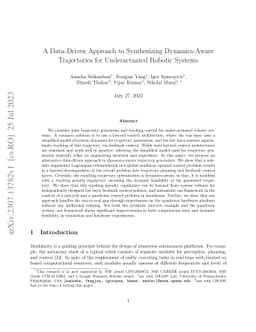 A Data-Driven Approach to Synthesizing Dynamics-Aware Trajectories for
  Underactuated Robotic Systems