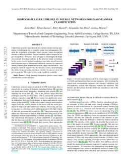 Histogram Layer Time Delay Neural Networks for Passive Sonar
  Classification