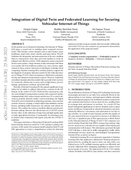 Integration of Digital Twin and Federated Learning for Securing
  Vehicular Internet of Things