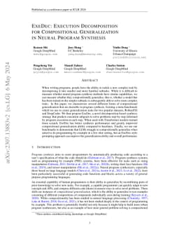 ExeDec: Execution Decomposition for Compositional Generalization in
  Neural Program Synthesis