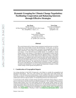Dynamic Grouping for Climate Change Negotiation: Facilitating
  Cooperation and Balancing Interests through Effective Strategies