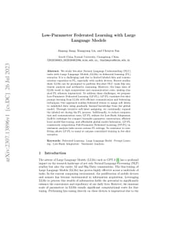 Low-Parameter Federated Learning with Large Language Models