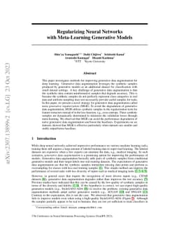 Regularizing Neural Networks with Meta-Learning Generative Models