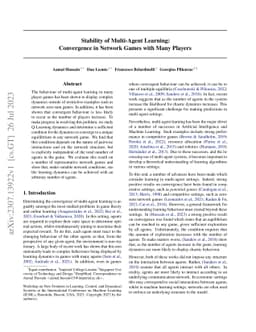 Stability of Multi-Agent Learning: Convergence in Network Games with
  Many Players