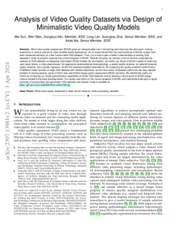 Analysis of Video Quality Datasets via Design of Minimalistic Video
  Quality Models
