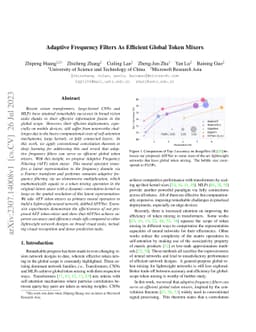 Adaptive Frequency Filters As Efficient Global Token Mixers