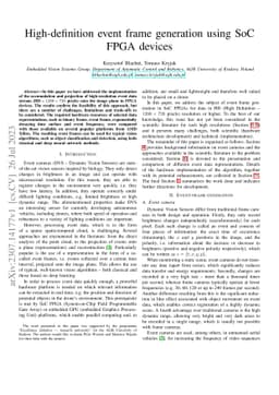 High-definition event frame generation using SoC FPGA devices