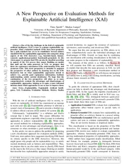 A New Perspective on Evaluation Methods for Explainable Artificial
  Intelligence (XAI)