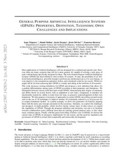 General Purpose Artificial Intelligence Systems (GPAIS): Properties,
  Definition, Taxonomy, Societal Implications and Responsible Governance
