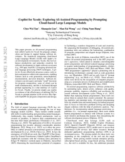 Copilot for Xcode: Exploring AI-Assisted Programming by Prompting
  Cloud-based Large Language Models