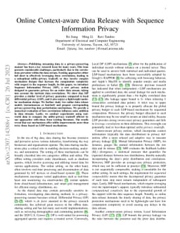 Online Context-aware Data Release with Sequence Information Privacy