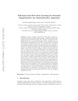 Self-supervised Few-shot Learning for Semantic Segmentation: An
  Annotation-free Approach
