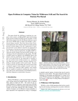 Open Problems in Computer Vision for Wilderness SAR and The Search for
  Patricia Wu-Murad