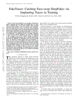 FakeTracer: Catching Face-swap DeepFakes via Implanting Traces in
  Training