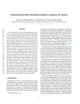 Clustering based Point Cloud Representation Learning for 3D Analysis