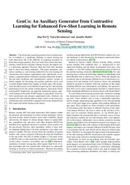 GenCo: An Auxiliary Generator from Contrastive Learning for Enhanced
  Few-Shot Learning in Remote Sensing