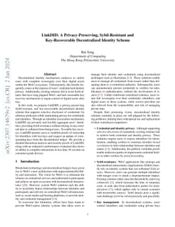 LinkDID: A Privacy-Preserving, Sybil-Resistant and Key-Recoverable
  Decentralized Identity Scheme