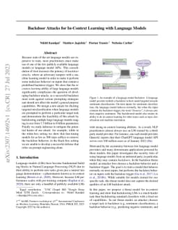 Backdoor Attacks for In-Context Learning with Language Models