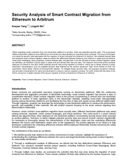 Security Analysis of Smart Contract Migration from Ethereum to Arbitrum