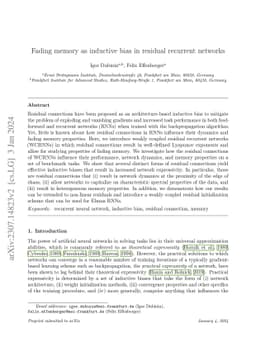 Fading memory as inductive bias in residual recurrent networks