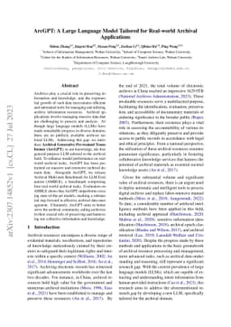ArcGPT: A Large Language Model Tailored for Real-world Archival
  Applications
