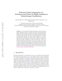 Federated Model Aggregation via Self-Supervised Priors for Highly
  Imbalanced Medical Image Classification