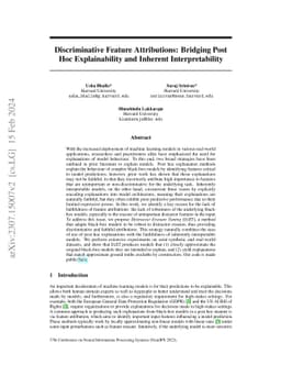 Discriminative Feature Attributions: Bridging Post Hoc Explainability
  and Inherent Interpretability