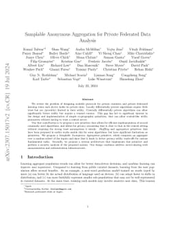 Samplable Anonymous Aggregation for Private Federated Data Analysis