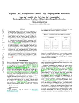 SuperCLUE: A Comprehensive Chinese Large Language Model Benchmark
