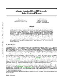 A Sparse Quantized Hopfield Network for Online-Continual Memory